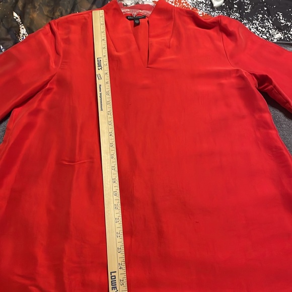 Eileen Fisher 100% silk Caftan Top. Lovely bright orange, red color. Size SP - Picture 9 of 16